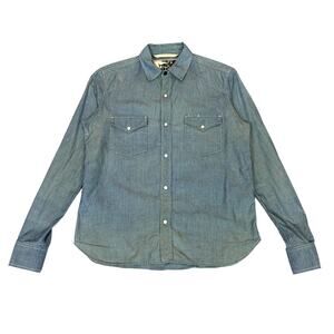 Rogue Territory Pearl Snap Chambray Western Shirt Medium Workwear
